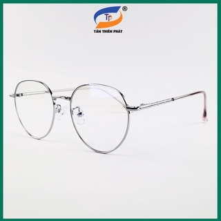  Gọng kính cận có độ sẵn 0 - 6ộ nữ nam mắt tròn kim loại 2998. Tròng 0 độ chống ánh sáng xanh tia UV 