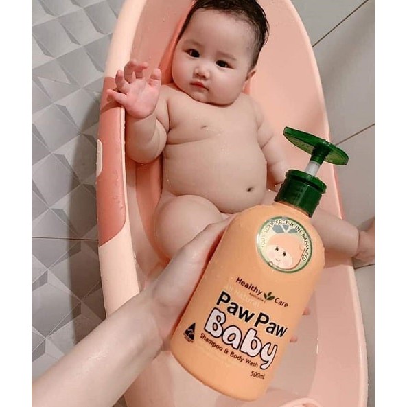 Sữa Tắm Gội 2in1 Paw Paw Babe 500ml Healthy Care Chiết Xuất Từ Quả Đu Đủ