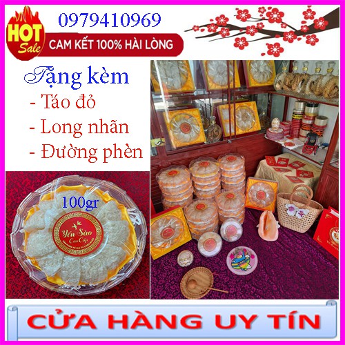 Yến Sào Vụn Sơ Mướp 1 tổ (8-9gr) tặng kèm táo đỏ, đường phèn, hạt chia - Yến Sào Tinh Chế