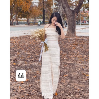 Áo dài trễ vai ren quần lụa