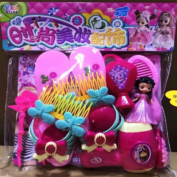 [Hàng mới về] Đồ chơi búp bê Trang điểm làm tóc kèm Guốc Xinh xắn - Bịch đồ chơi kèm Giày nơ búp bê