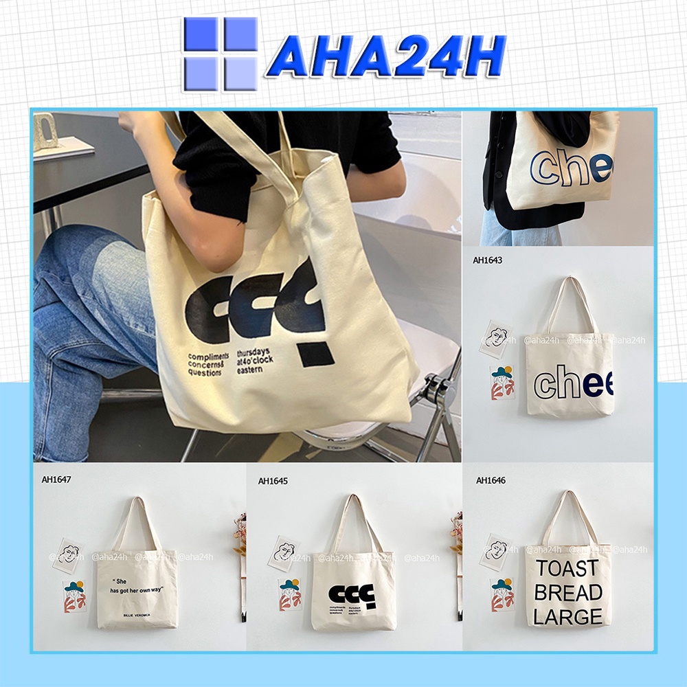 Túi tote đi chơi vải canvas đeo vai giá rẻ in hình có khóa kéo