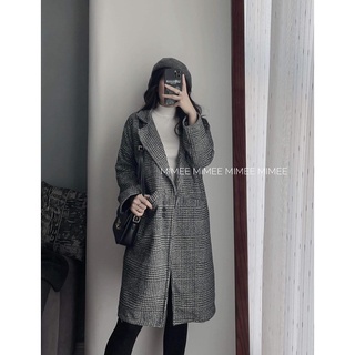 Áo khoác dạ kẻ tây mimee