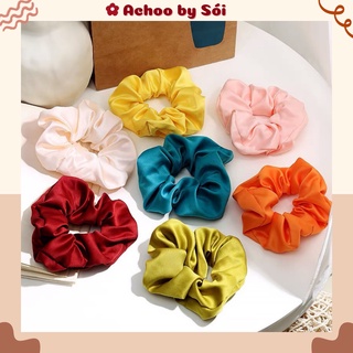 Scrunchies vải trơn, dây buộc tóc vải trơn nhiều màu sắc