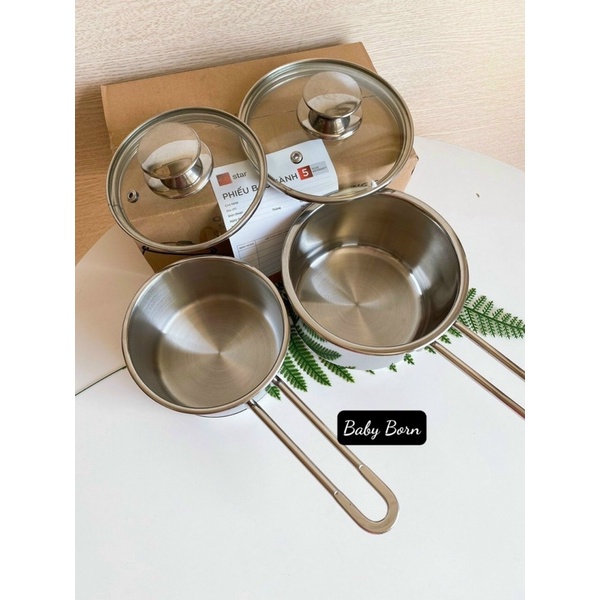 Nồi quánh bột - Nồi nấu cháo - Nấu canh cho bé Inox 430 Fivestar -14cm
