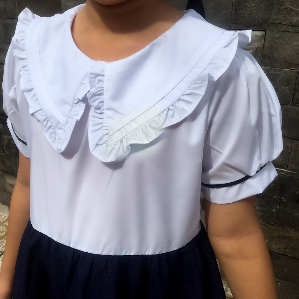 Đầm đi học bé gái cổ tam giác xếp li Jadiny GDP038