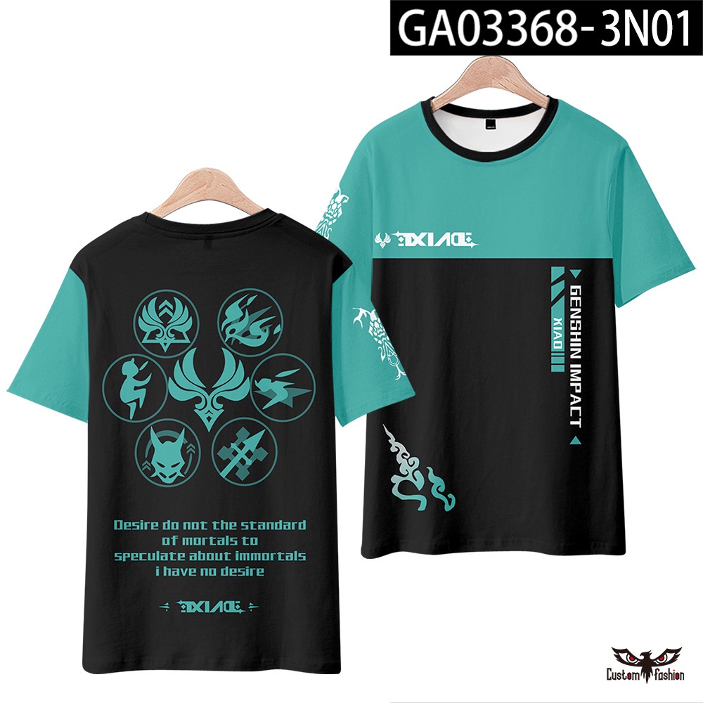 Áo Thun Tay Ngắn Cổ Tròn In Hình Zhongli Xiao Keqing 3D Thời Trang Unisex Cho Nam Và Nữ