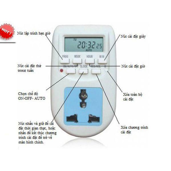 Ổ cắm hẹn giờ điện tử AL06,ổ cắm hẹn giờ tự động đóng cắt 220v 10A ,công tắc hẹn giờ, timer hẹn giờ tự động