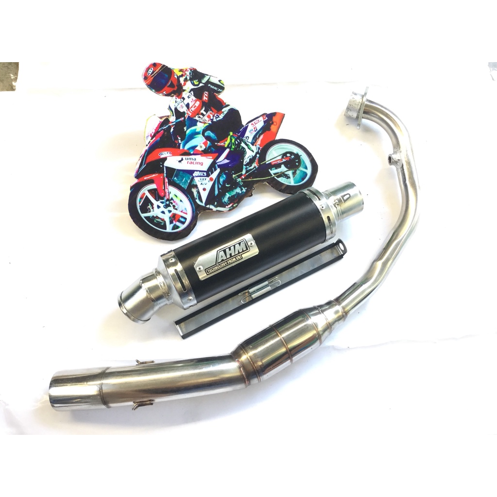 Bộ pô ahm đen full cổ bầu hơi inox exciter, winer, sonic, raider, satria, gsx, tfx, cbr, fz, r15