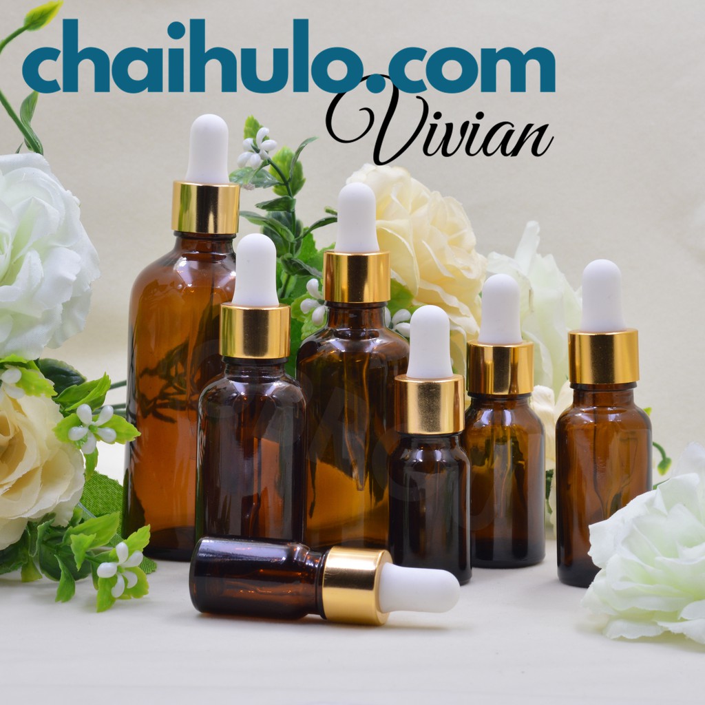 20ML Lọ Chiết Mỹ Phẩm Lọ Chiết Serum Mini Chai Lọ Thủy Tinh Đựng Tinh Dầu Màu Nâu/Trong Suốt Nắp Bóp Đen/Vàng Nhỏ Giọt