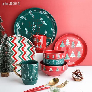 Bộ Tô Dĩa Gốm Sứ Đựng Thức Ăn Phong Cách Giáng Sinh Độc Đáo