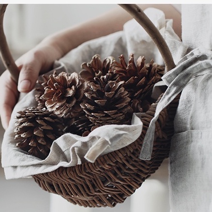 Set Trái Thông Tự Nhiên Nâu Vàng, Màu Nhũ, Lá Khô Vàng, Cành cây decor, Vòng treo trang trí