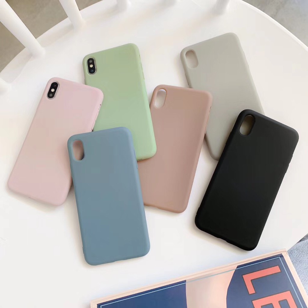 Ốp điện thoại màu trơn thiết kế đơn giản cho iPhone x xs max xr i8 i7 i6 6s 6P 7P 8P