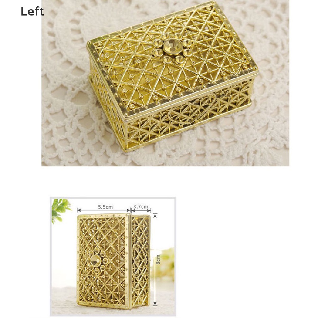 Hộp Đựng Bánh Kẹo Cưới Thiết Kế Đục Lỗ Mini Màu Vàng Lá Sang Trọng