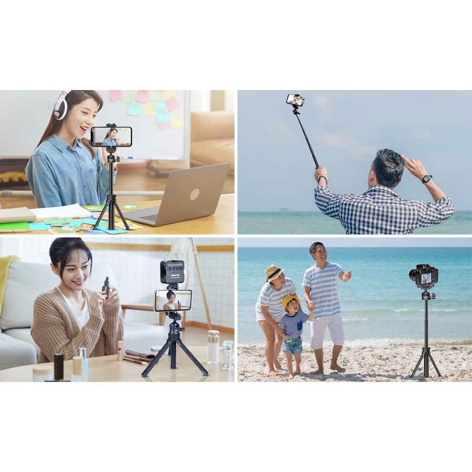 ULANZI MT-34 - HÀNG CHÍNH HÃNG - Chân Tripod tích hợp ngàm kẹp điện thoại, ballhead xoay 360°