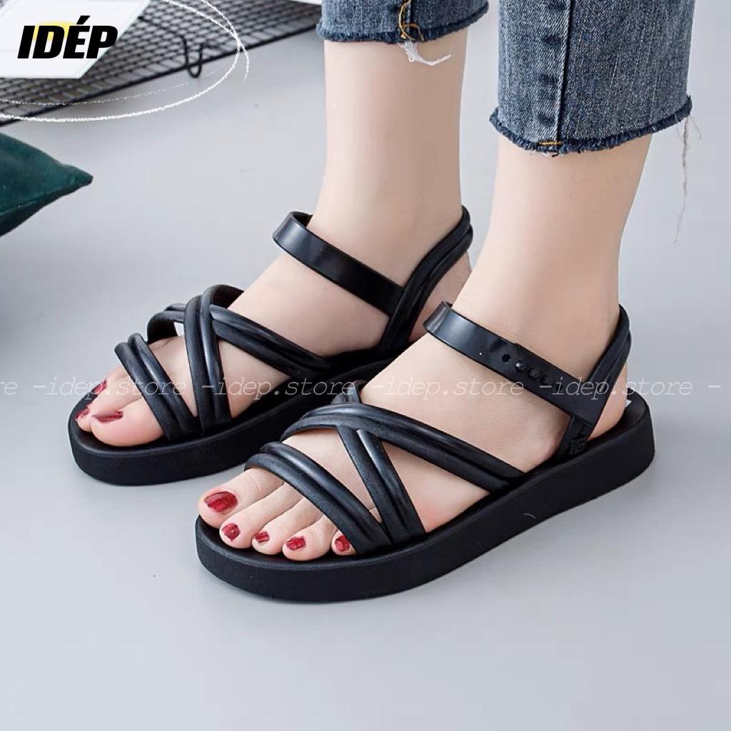 Dép sandal nhựa nữ quai chéo bản nhỏ chất liệu cao su đi biển, đi mưa siêu bền chống trơn Maipy G070