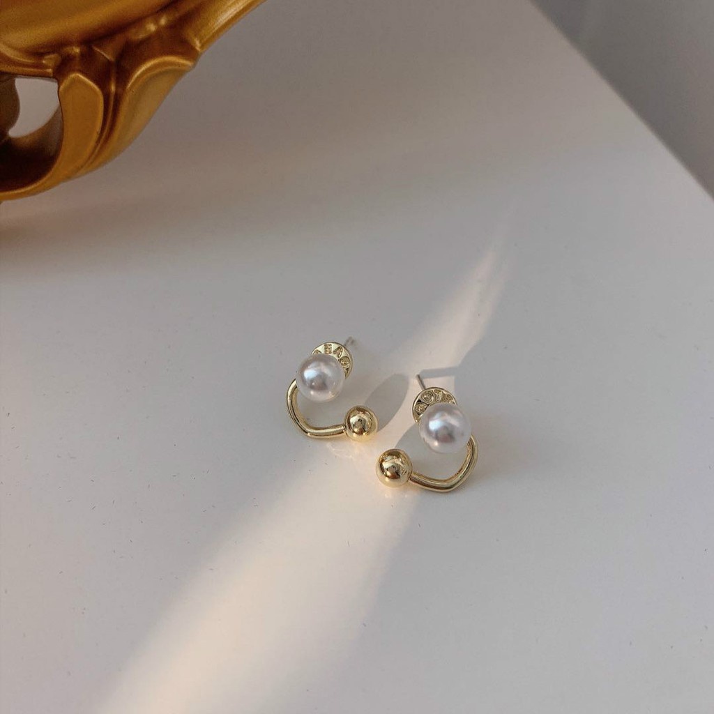 Bông Tai Mạ Bạc 925 Đính Ngọc Trai Đơn Giản Dễ Thương Thời Trang Cho Nữ