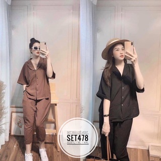 Ảnh thật minstore bigsize set đũi cổ vest set478