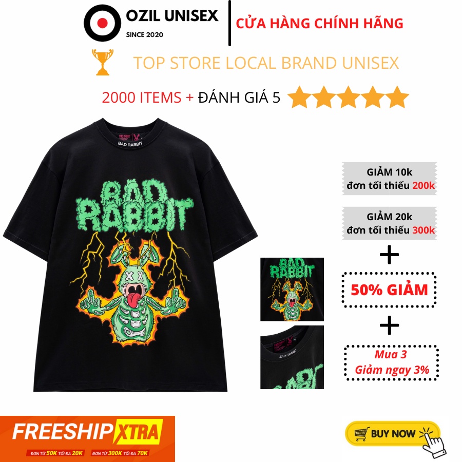 ÁO THUN BAD RABIT ELECTRIC TAY LỠ FORM UNISEX - Chất thun 100% cotton