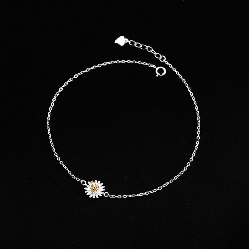 Lắc chân bạc S925 hoa cúc họa mi mảnh mai, nữ tính Vườn Trang Sức VTSLC0138