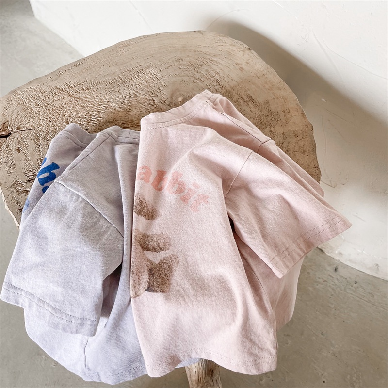 Áo Thun Cotton Tay Ngắn In Họa Tiết Hoạt Hình Dễ Thương Thời Trang Mùa Hè Cho Bé Gái