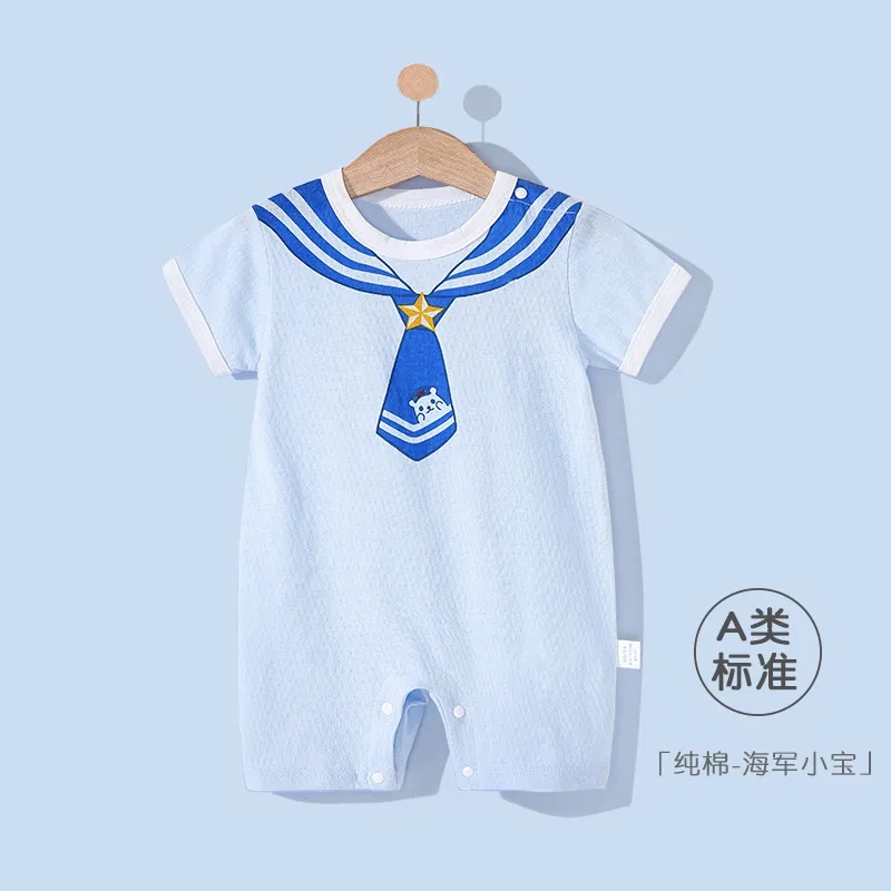Bộ Áo Liền Quần Tay Ngắn Vải Cotton Mỏng Thời Trang Mùa Hè Cho Bé