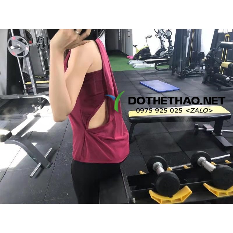 Áo tanktop nữ khoét nách sâu phối lưới tập gym, áo thun tanktop vải lưới mềm mịn - BIGSIZESPORT