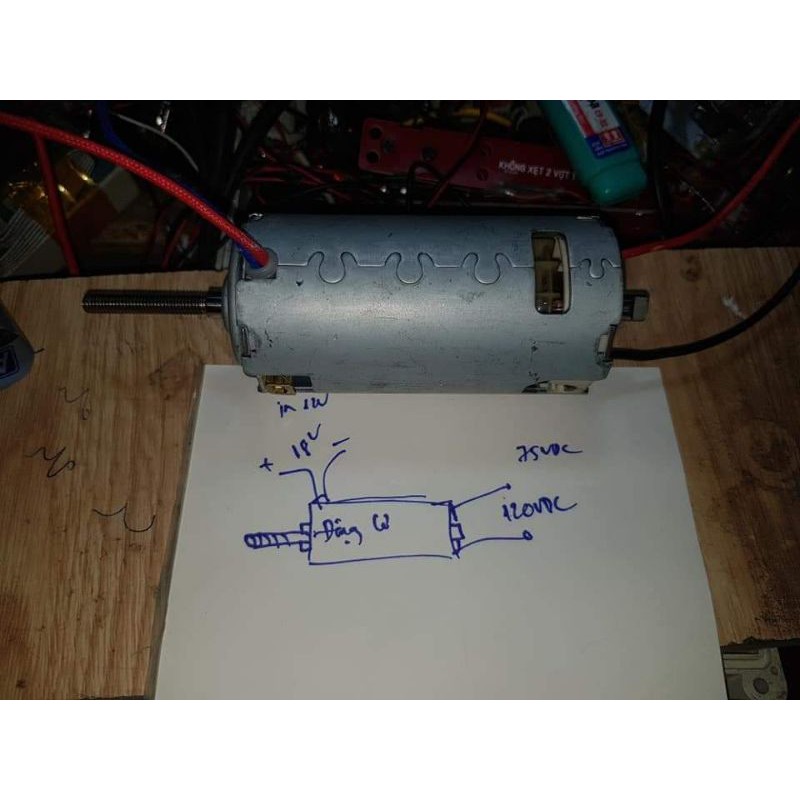 Động cơ 2 dòng điện 12v - 18v - 120v, motor 18v / 120v