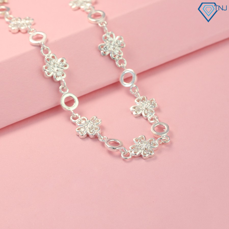 Quà tặng sinh nhật ý nghĩa - Lắc tay nữ bạc thật đẹp hình cỏ 4 lá may mắn LTN0109 - Trang Sức TNJ