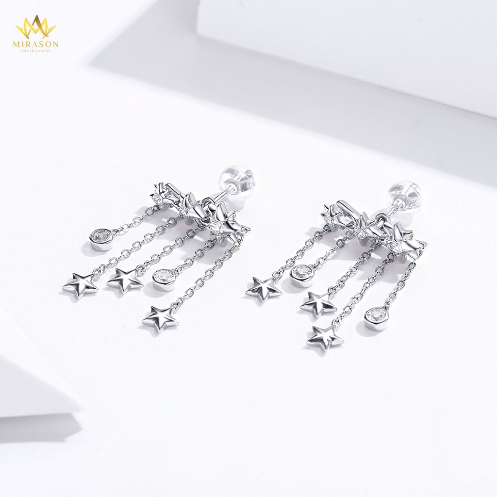 Khuyên Tai Bạc Nữ MIRASON Sao Và Vũ Trụ Nạm Đá Sáng Cao Cấp MBT090 - Bông Tai Nữ Bạc 925 Sang Trọng