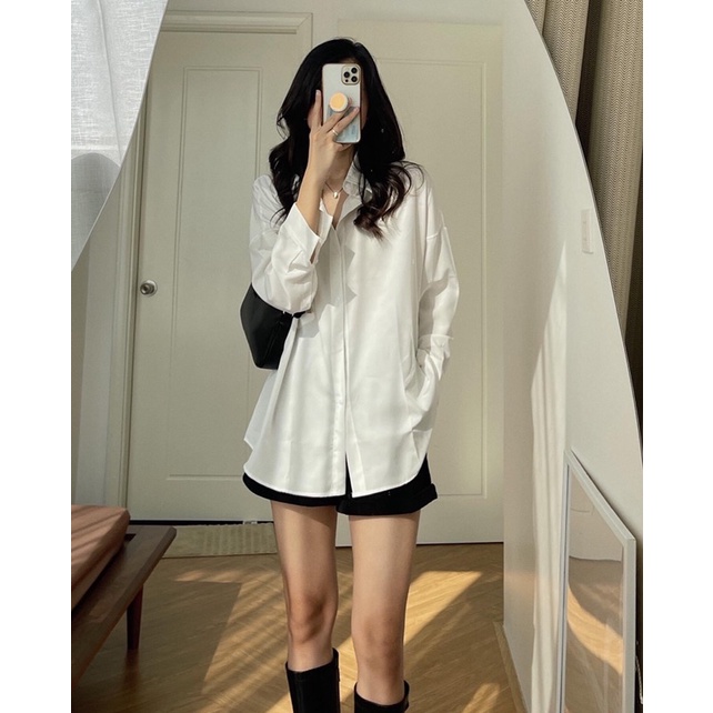 Sơ mi trắng form rộng dễ phối đồ Aimee closet