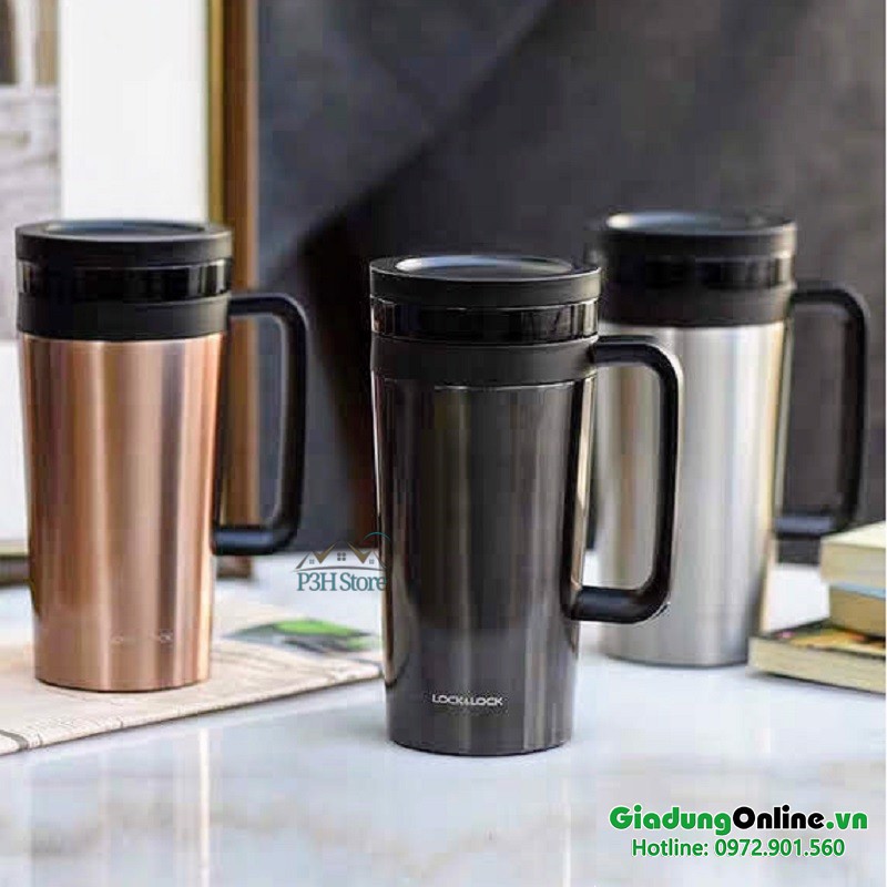 Ly Giữ Nhiệt Có Lọc inox Pha Cà Phê, Trà Lock&Lock Coffee Filter Mug LHC4197 580ml Màu Bạc