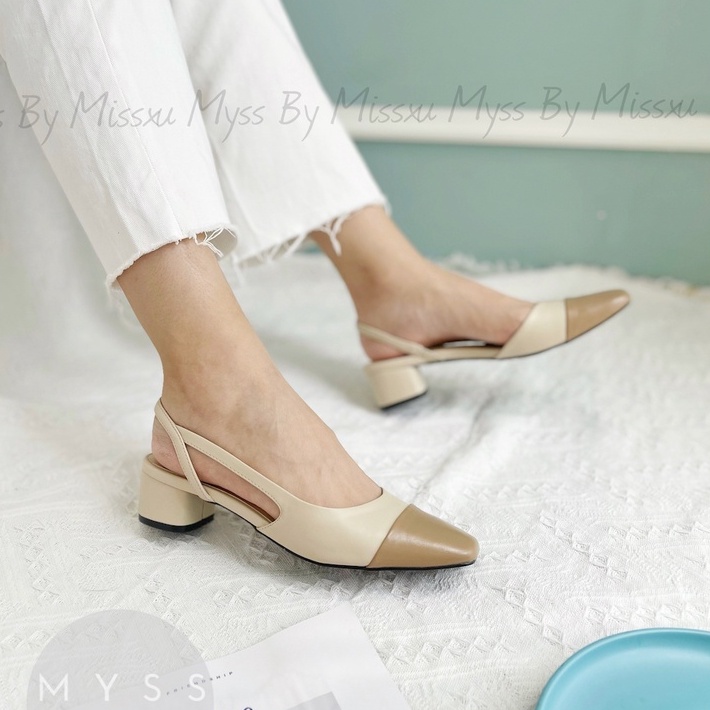 Giày nữ mũi tròn khoét eo cài dây sau 4 cm thời trang MYSS - CG243