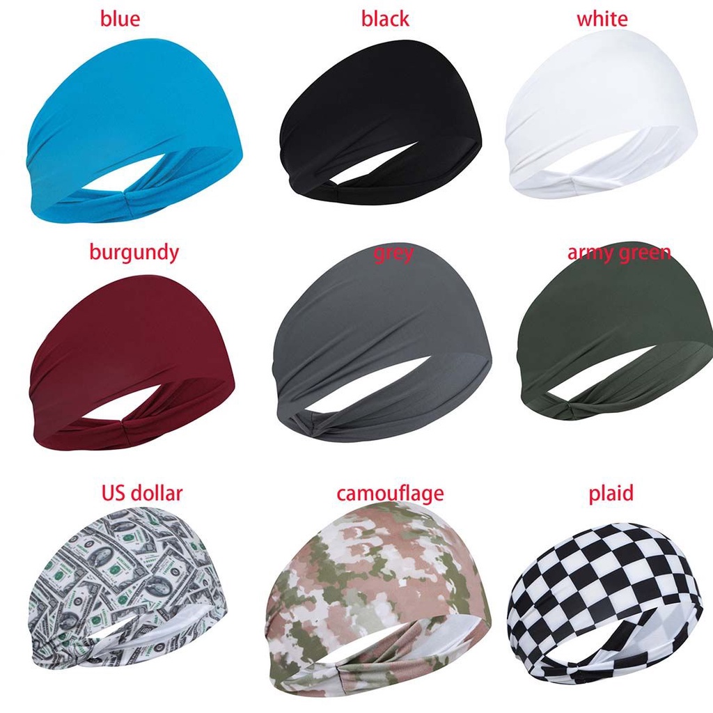 Set 1 / 4 Băng Đô Co Giãn Màu Sắc Trơn Dùng Để Tập Thể Thao / Yoga / Đạp Xe Dành Cho Nam