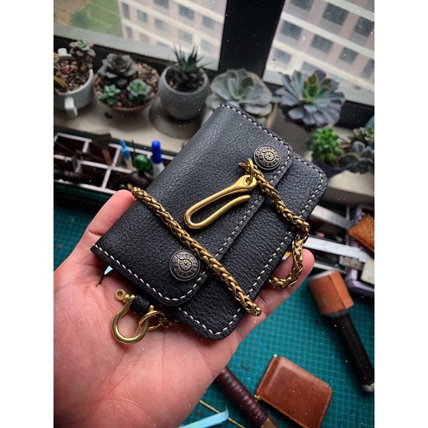 VÍ DA BÒ MINI DÁNG GẬP DA BÒ 100%