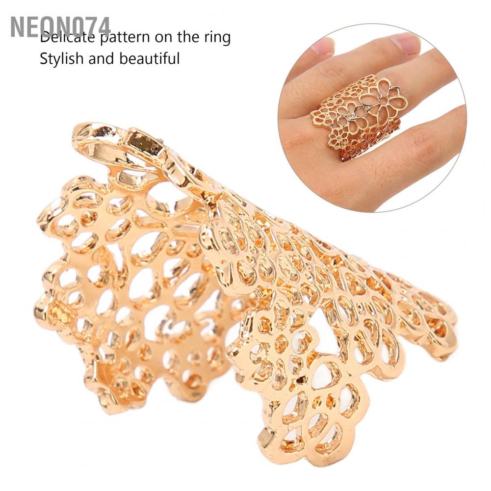 Neon074 Neon074 Nhẫn thời trang Trang sức rỗng hợp kim Cổ điển Mở nhẫn Quà tặng cho phụ nữ Vàng
