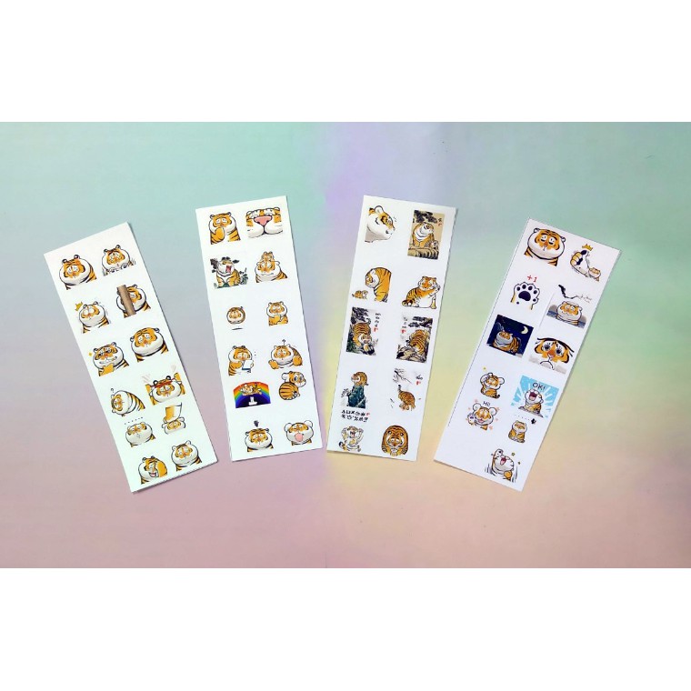 sticker hổ mập SI31 hình dán dễ thương trang trí dán sổ dán điện thoại 1 tờ 7*19,5cm bullet journal chonky tiger