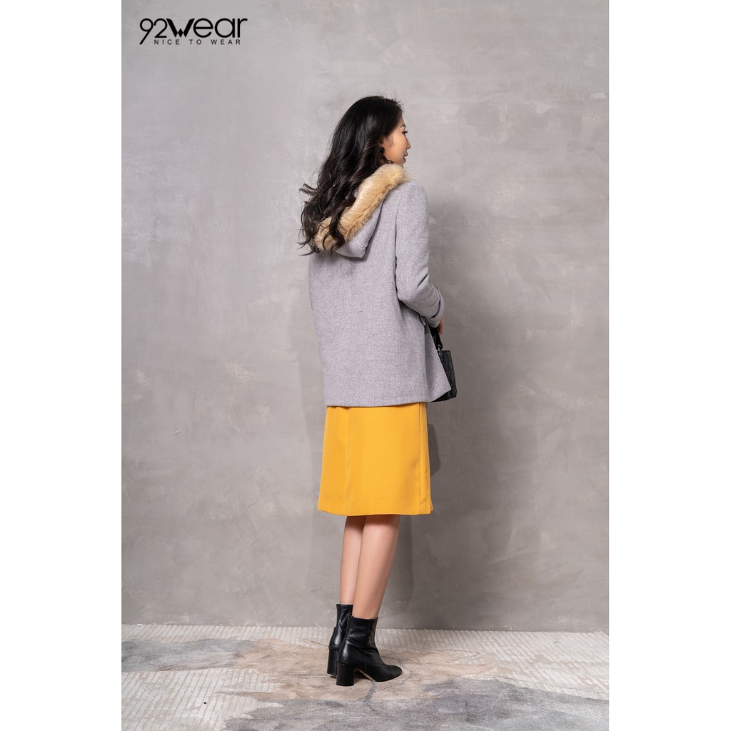 Áo khoác dạ nữ dáng dài có túi 2 bên có mũ lông KDW0435 - 92wear | BigBuy360 - bigbuy360.vn