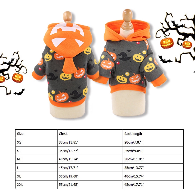 Áo hoodie họa tiết bí ngô Halloween cho thú cưng