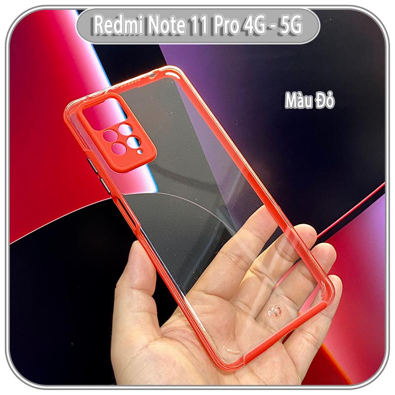 Ốp Lưng cho Xiaomi Redmi Note 11 Pro 4G - 5G, Redmi Note 12 Pro 4G PC Trong Suốt Viền Màu Mỏng ,Che Camera