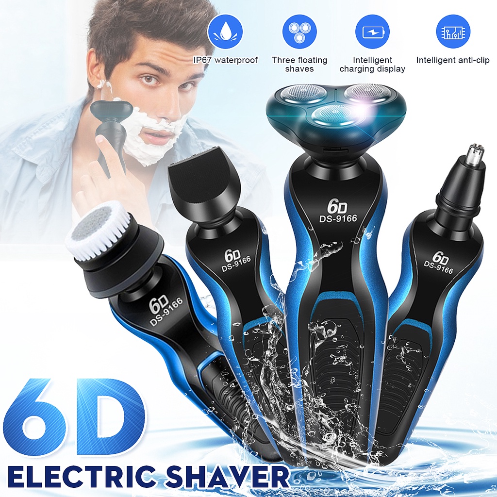 Máy Cạo Râu [HÀNG SHOP] Đa Năng 4 in1 cạo râu ,cắt tóc, massage mặt, tỉa lông mũi , Máy Cạo Râu, 6D Shaver – Lưỡi Dao Tự