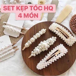 Set 4 kẹp tóc ngọc trai, set 4 kẹp tóc Hàn Quốc