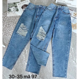 Quần baggy big size jean rách gối size30 - size38 cho nữ từ 55kg