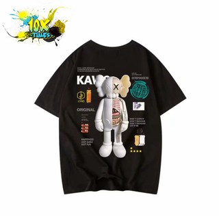 Áo thun nam nữ tay lỡ unisex họa tiết gấu Kwas đen trắng cá tính
