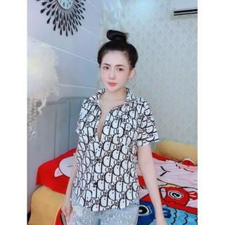 Áo sơ mi tay ngắn áo sơ mi cổ bẻ áo sơ mi in chữ form 50kg