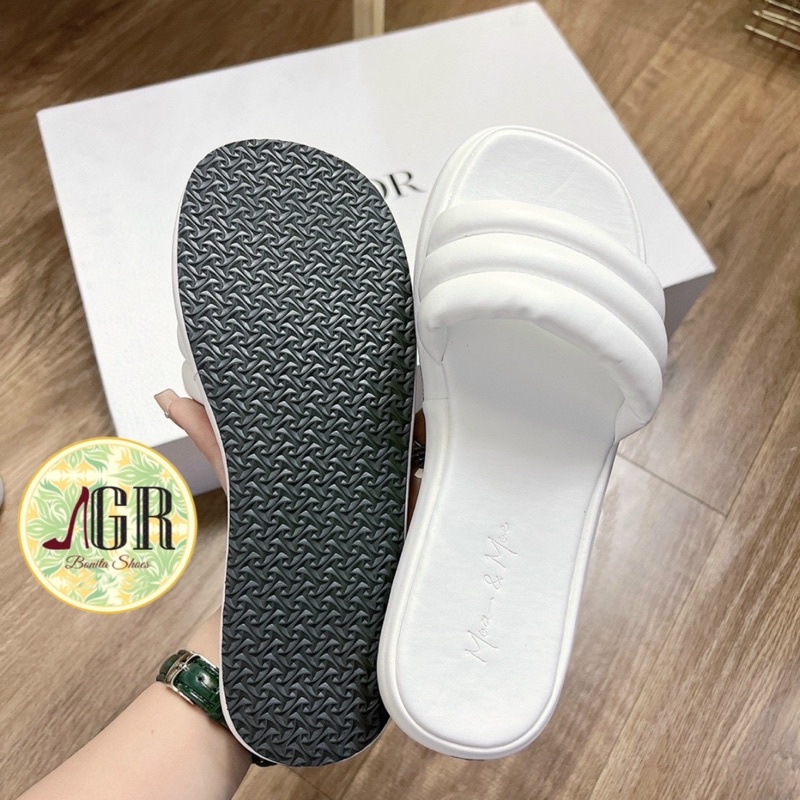 Dép xuồng 3 sọc phồng bản ngang da mềm 2 cm