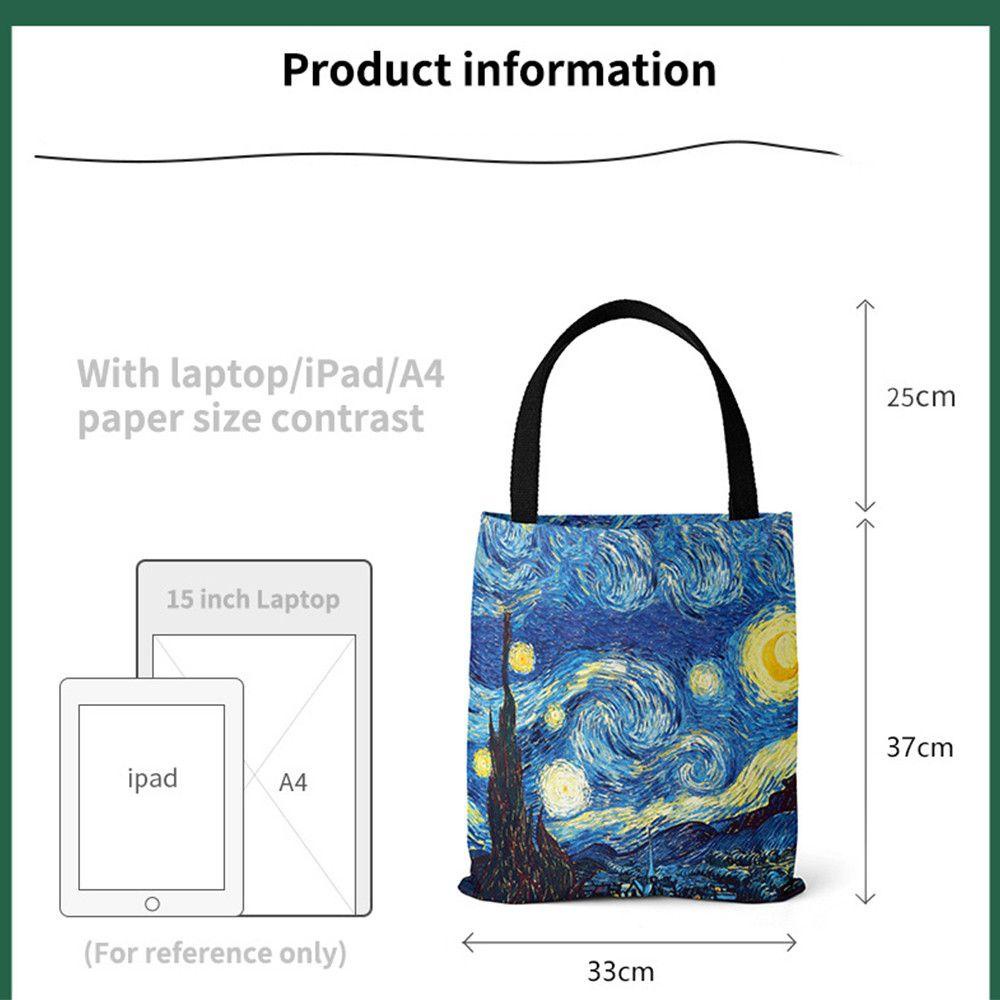 Túi Tote Cỡ Lớn Họa Tiết Tranh Van Gogh Vui Nhộn 1 Cái