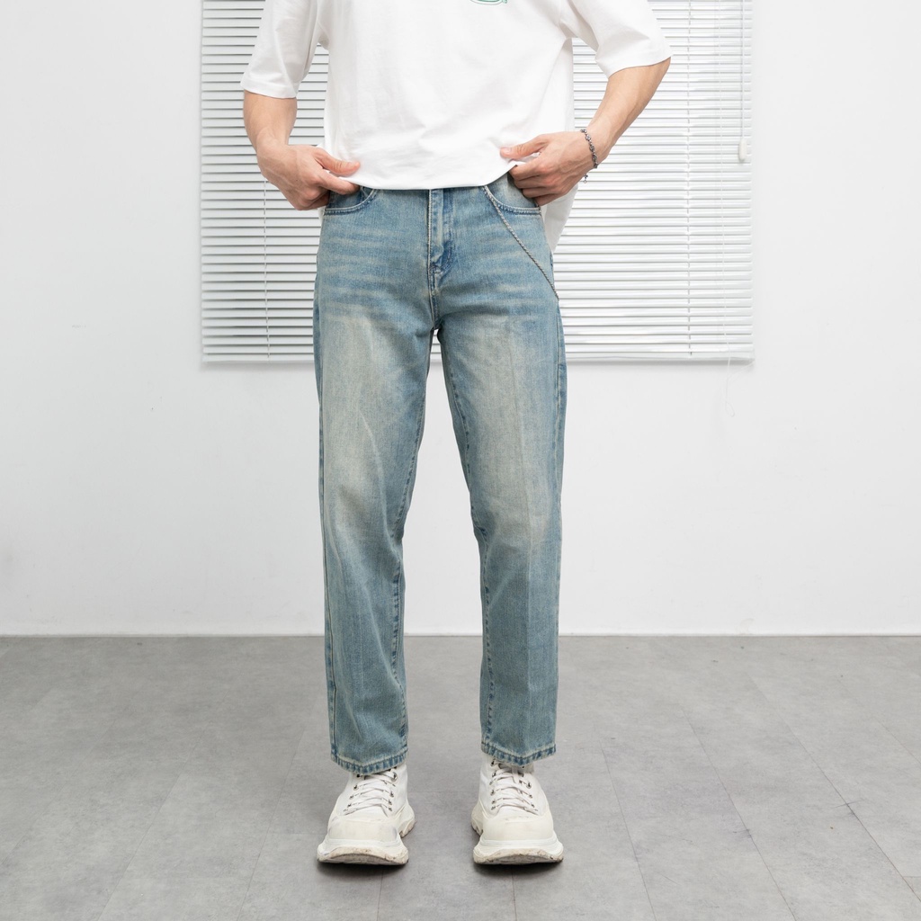 Quần jeans xanh dáng suông Selected JHL 28215-3 Washe Blue Loose