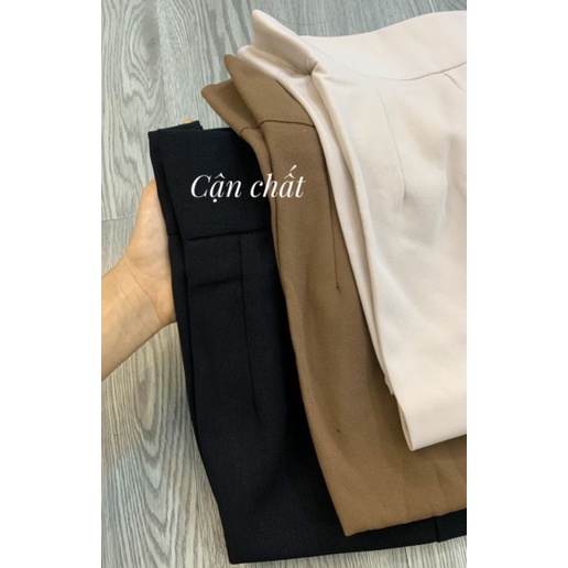 Quần Baggy Nữ Cạp Cao Hai Khuy Bọc Chất Vải Tuyết Mưa Thiết Kế Tôn Dáng