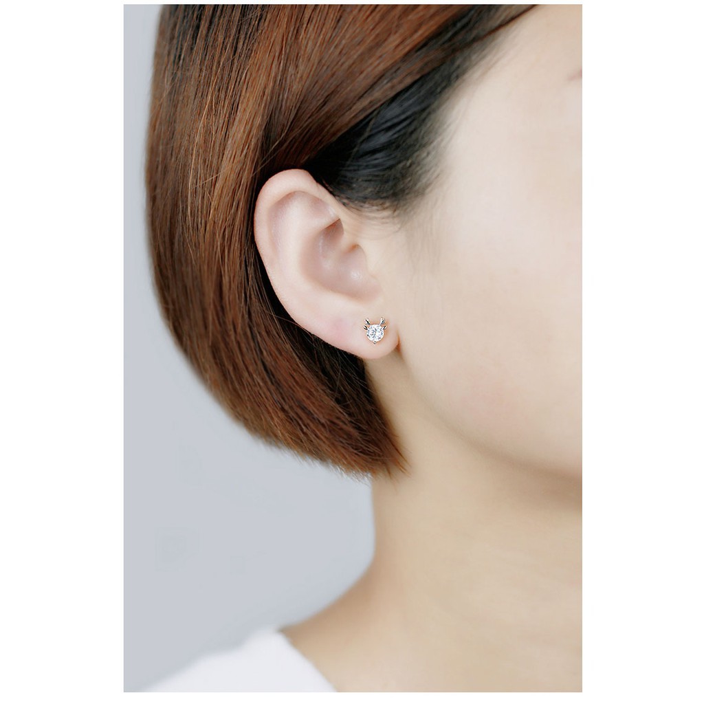 Hoa tai tuần lộc kim cương - bạc 925